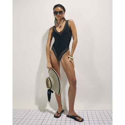 Black Studded Swimsuit