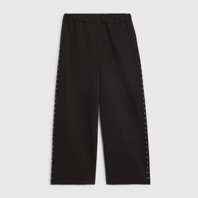 Black Studded Wide Leg Joggers