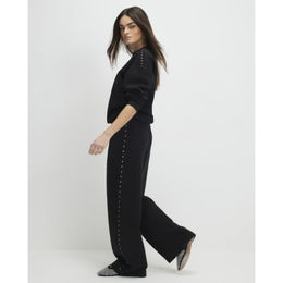 Black Studded Wide Leg Joggers
