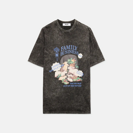 Black T-shirt in marbled jersey with 