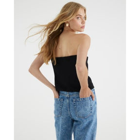 Black Tailored Bandeau Top