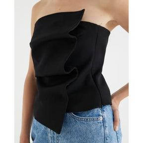 Black Tailored Bandeau Top