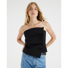 Black Tailored Bandeau Top