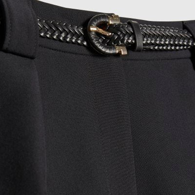 Black Tailored Belted Shorts