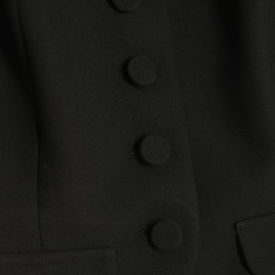 Black Tailored Button Up Top