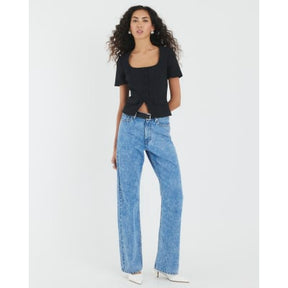 Black Tailored Button Up Top