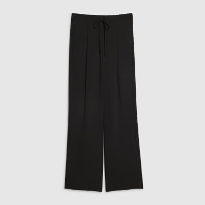Black Tailored Drawstring Wide Leg Trousers