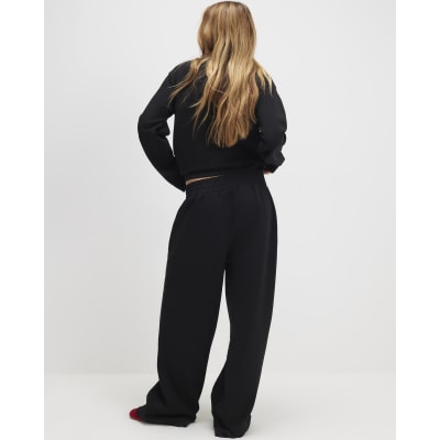 Black Tailored Jersey Wide Leg Trousers