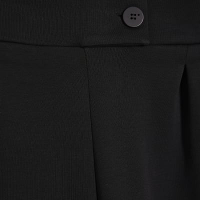 Black Tailored Jersey Wide Leg Trousers