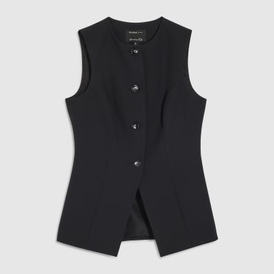 Black Tailored Longline Waistcoat