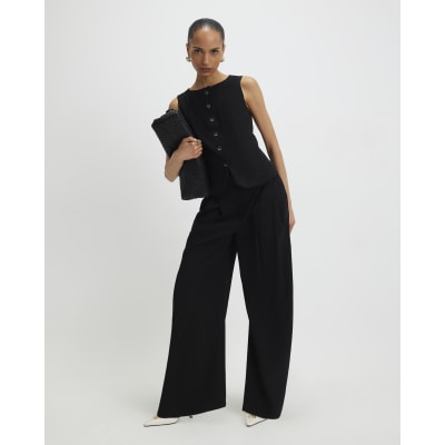 Black Tailored Wide Leg Trousers