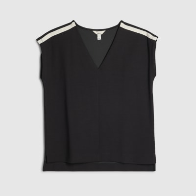 Black Tape Detail V Neck Tank Top