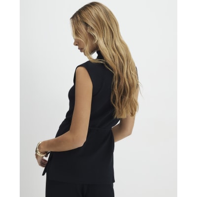 Black Texture Tie Top