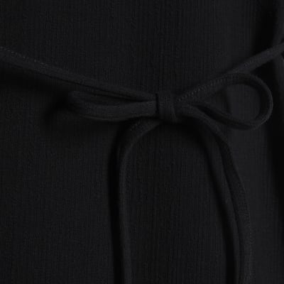 Black Texture Tie Top