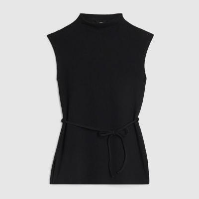 Black Texture Tie Top