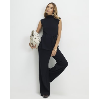 Black Texture Tie Top