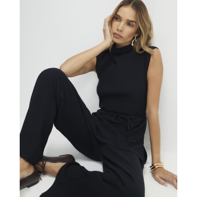Black Texture Tie Top