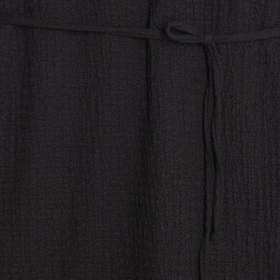 Black Textured Belted Dress