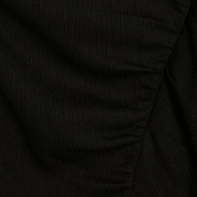 Black Textured Drape Midi Dress