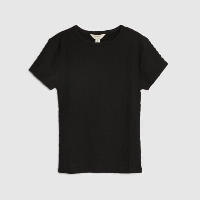 Black Textured Fitted T-Shirt