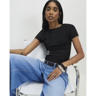 Black Textured Fitted T-Shirt