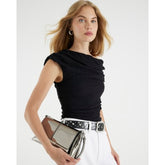 Black Textured Off The Shoulder Top