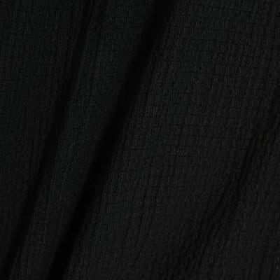 Black Textured Wide Leg Trousers