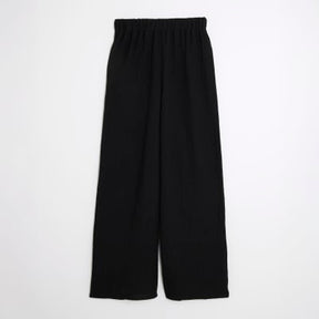 Black Textured Wide Leg Trousers