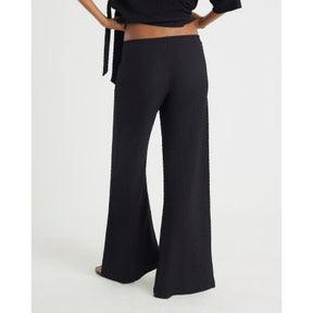 Black Textured Wide Leg Trousers