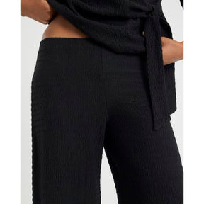Black Textured Wide Leg Trousers