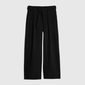 Black Tie Waist Wide Leg Trousers