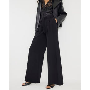 Black Tie Waist Wide Leg Trousers