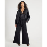 Black Tie Waist Wide Leg Trousers