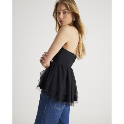 Black Tulle Bandeau Top