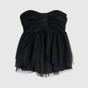 Black Tulle Bandeau Top