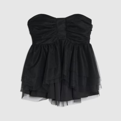 Black Tulle Bandeau Top