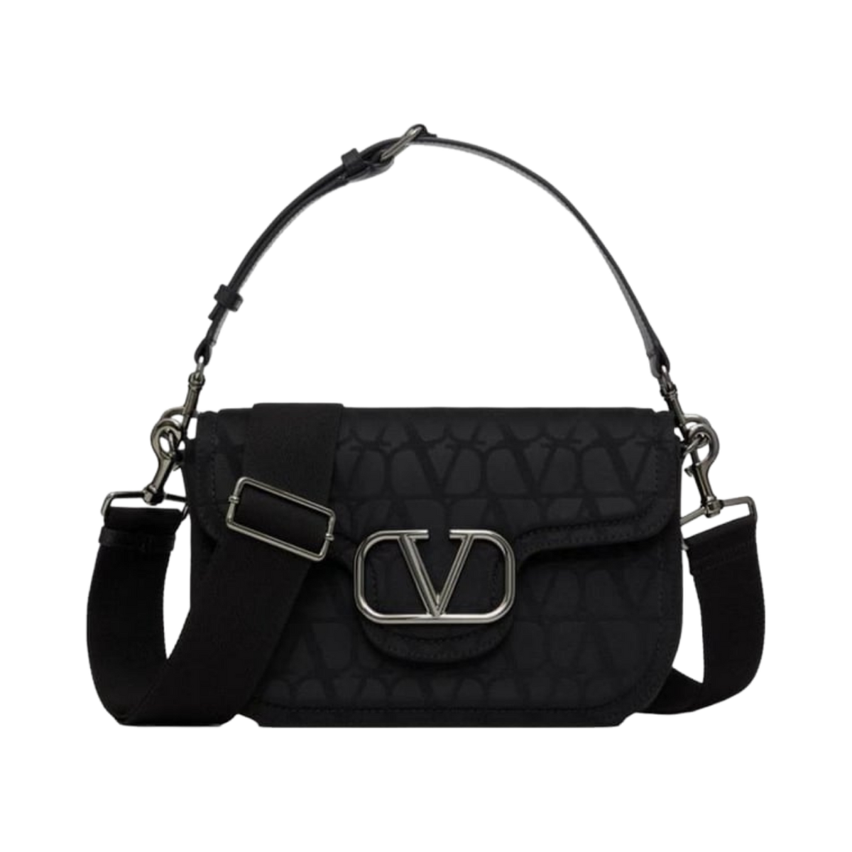 Black V Logo Toile Iconographe Cross Body Bag
