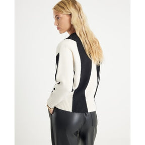 Black V Neck Striped Jumper