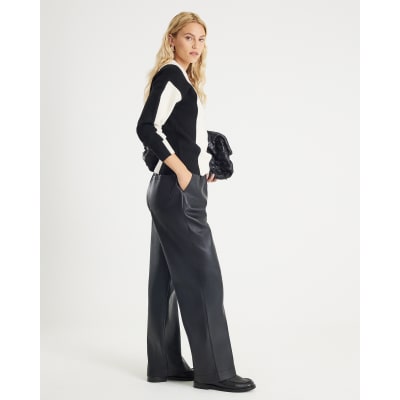 Black V Neck Striped Jumper