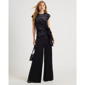 Black Velvet Wide Leg Jogger