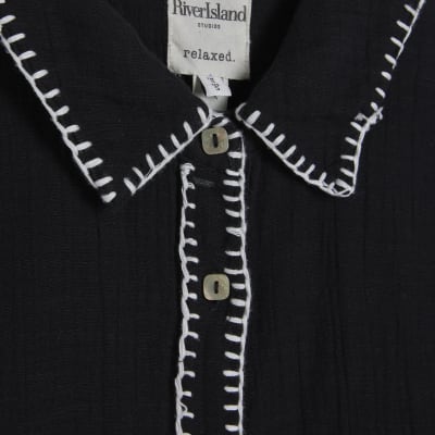Black Whipstitch Beach Shirt