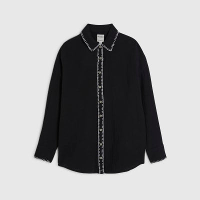Black Whipstitch Beach Shirt