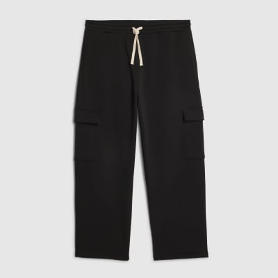 Black Wide Leg Cargo Joggers