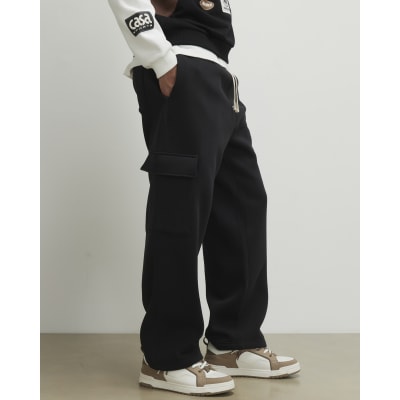 Black Wide Leg Cargo Joggers