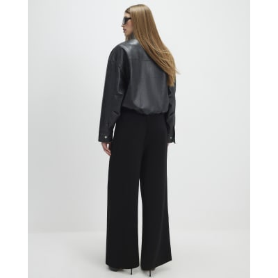 Black Wide Leg Jersey Trousers