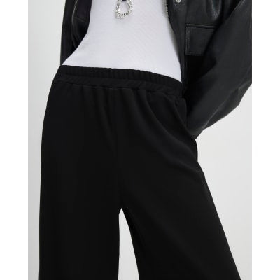Black Wide Leg Jersey Trousers