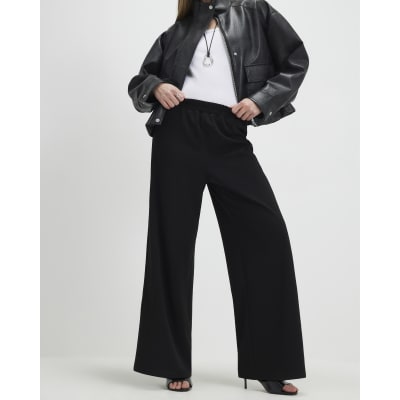 Black Wide Leg Jersey Trousers