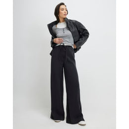 Black Wide Leg Pyjama Style Drawstring Jeans