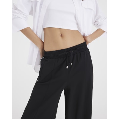 Black Wide Leg Side Striped Joggers