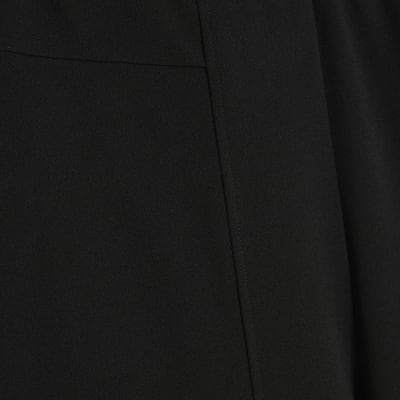 Black Wide Leg Stitch Detail Trousers